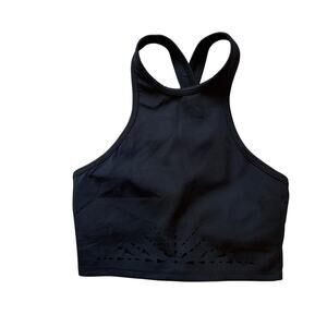 NWOT Beyond Yoga Black Active Top High Neck Sports Bra with Cutout Detail - xs